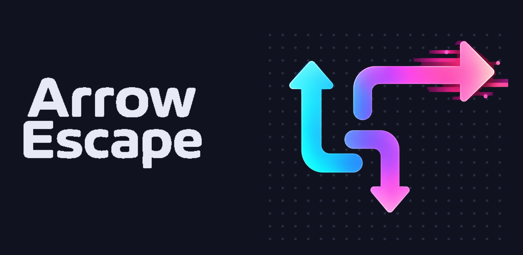 Arrow Escape artwork: cyan and pink arrows on a dark puzzle grid